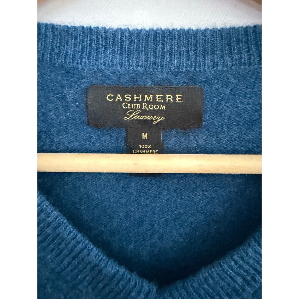 Club Room V-Neck Sweater Womens Blue 100% Cashmere Luxury Knit Medium - Picture 3 of 5